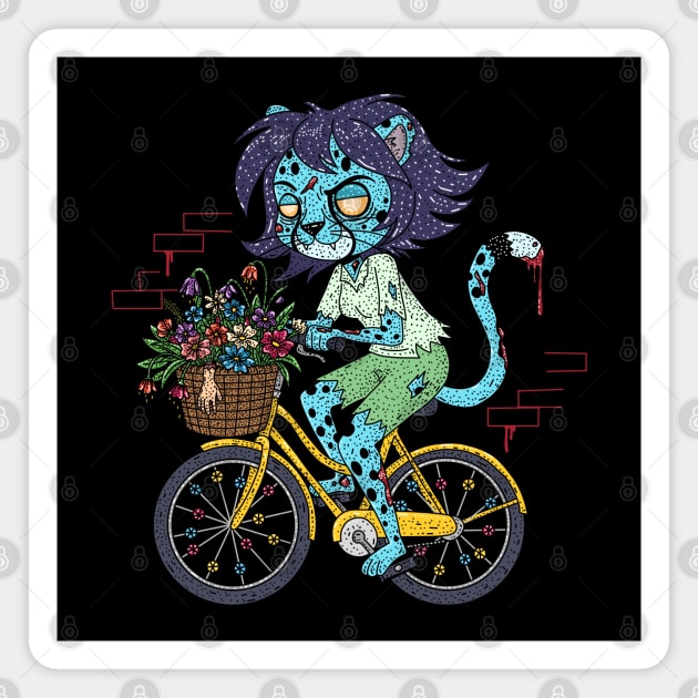 Cheetah Bicyclist Zombie Magnet by H. R. Sinclair